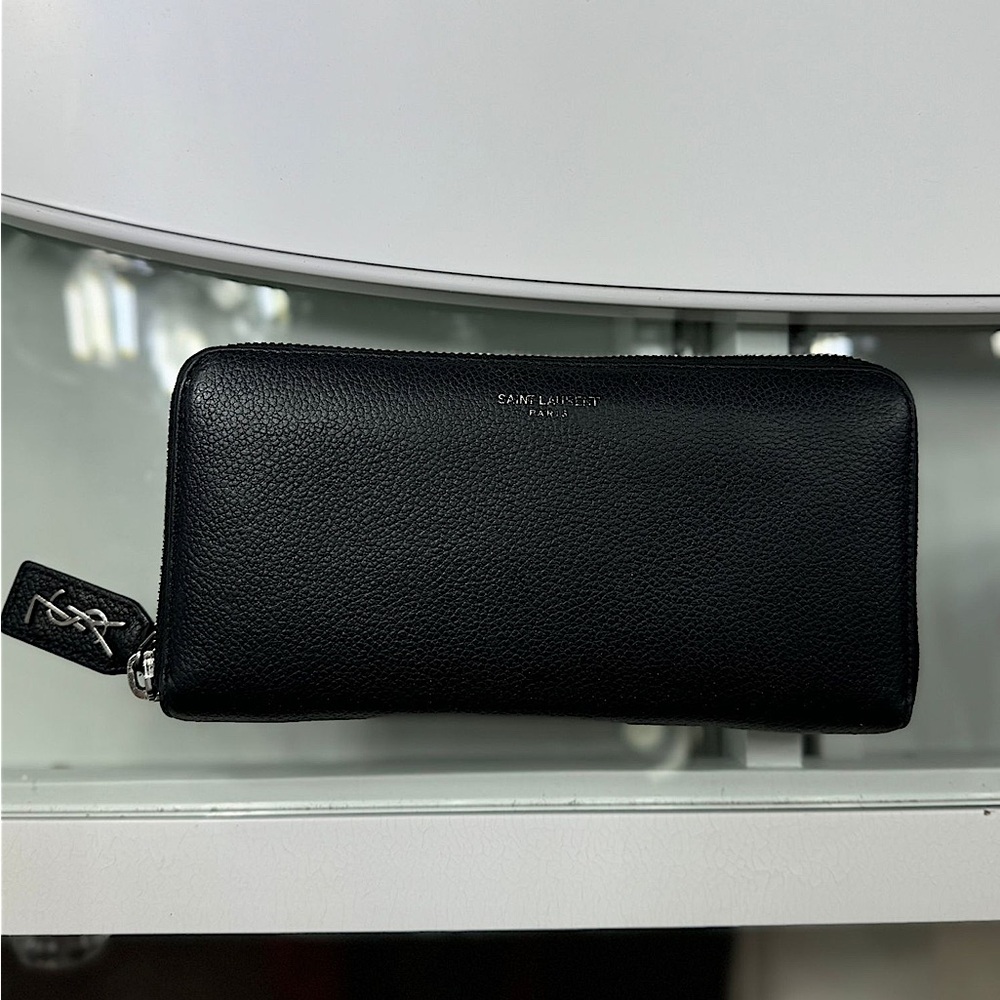 Saint Laurent | ZIP AROUND WALLET IN GRAIN DE POUDRE EMBOSSED LEATHER